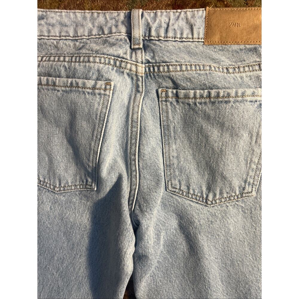 Zara Light Wash Straight Leg Cotton High Rise Jeans Y2K Streetwear Mom Sz 0 - Picture 13 of 13